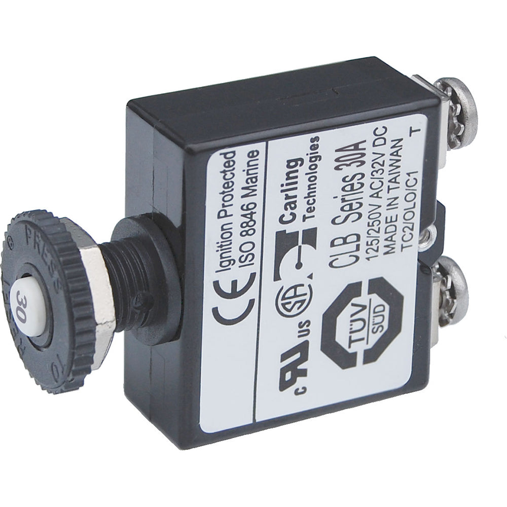Blue Sea Push Button Reset Only Screw Terminal Circuit Breaker 30 Amps 2136